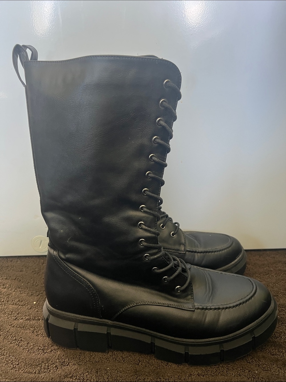 Call It Spring Black Lace-Up Tall Combat Boots